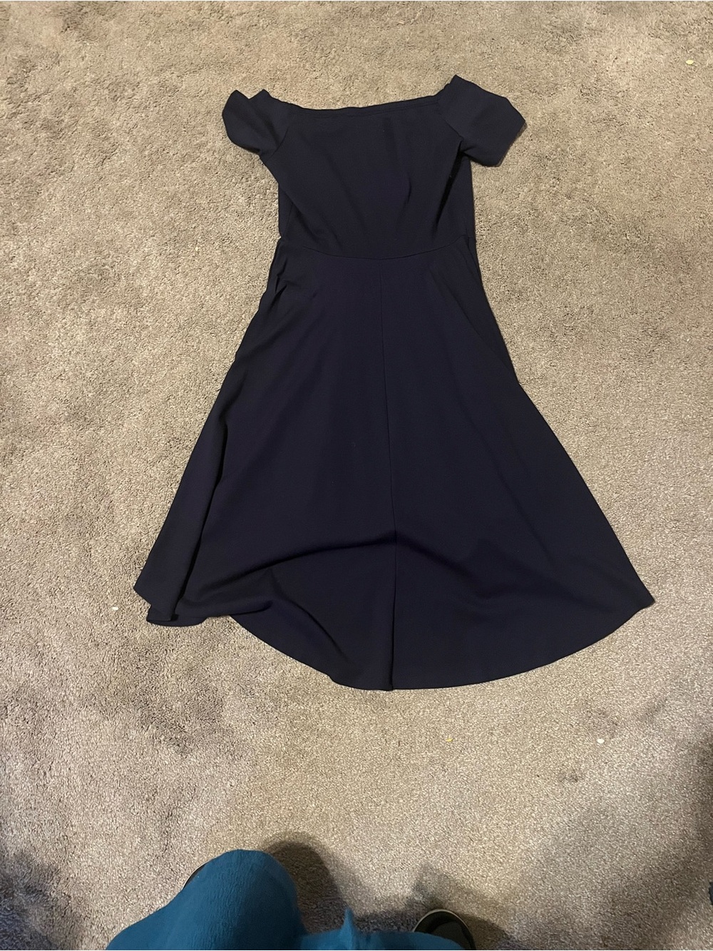 Elegant Navy One-Shoulder A-Line Dress